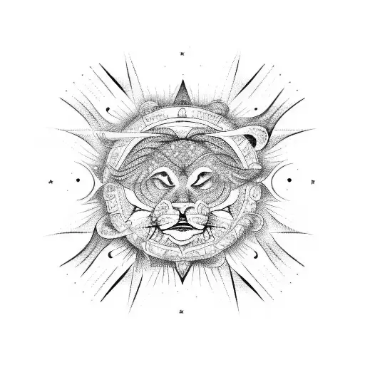 Leo Astrological Sign With A Sun And Wave