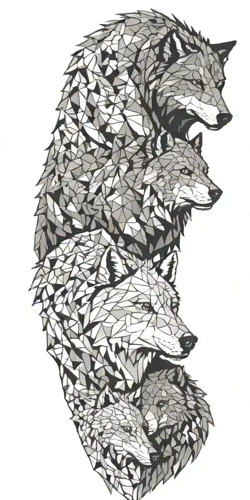 Wolf Surrounded By Bears Facing Each Other