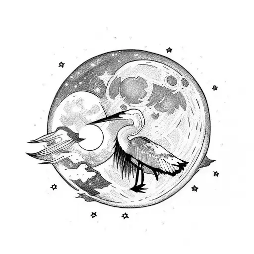 Moon Cycle With Heron