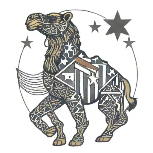 Camel Corps Emblem With Texas Flag Waving