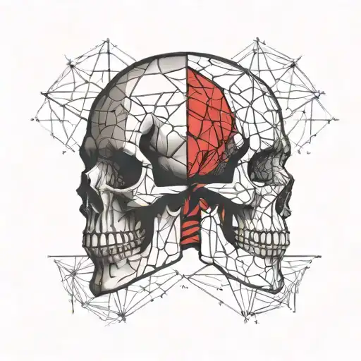 Anatomical Skull Split With Red Grunge