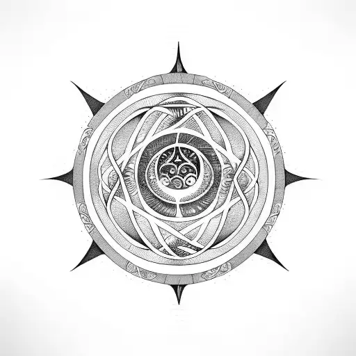 Witchy Symbols With Moons And Tree Of Life