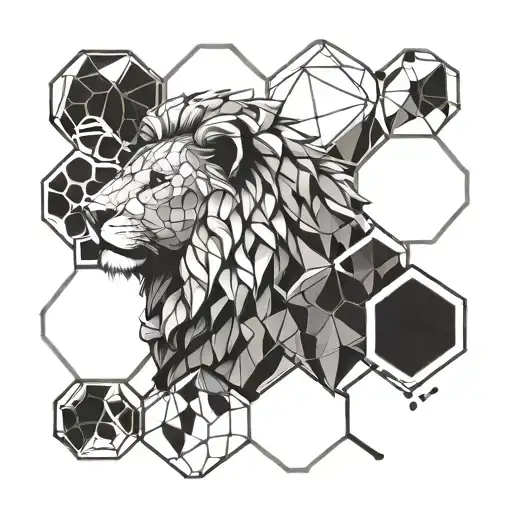 Honeycomb With A Lion In The Hexagons