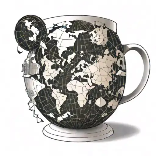 A Coffee Mug Morphing Into A Globe With Travel Destinations Marked On It