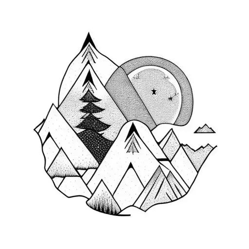 Mountain With Trees And Moon For Forearm