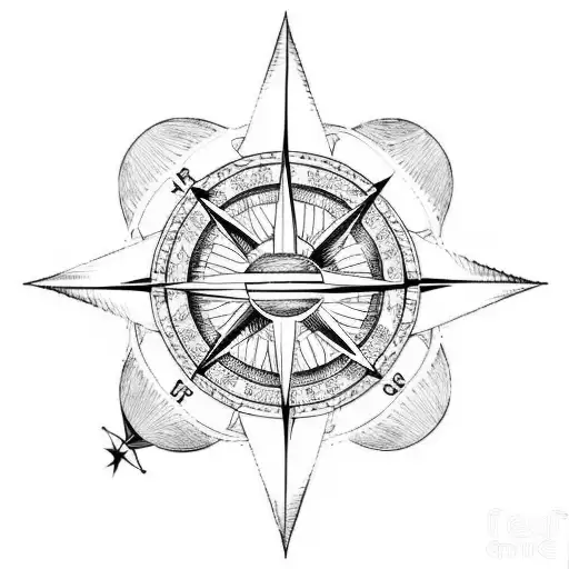 Sailors Compass Rose Over The Horizon