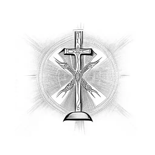 Strength's Word In Jesus Cross And With Touch Of Capricorn Sign