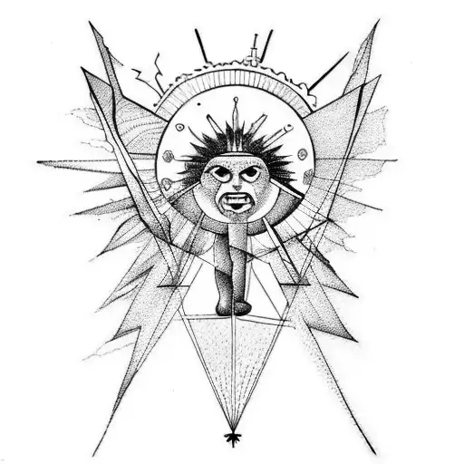 A Falling Icarus With The Alchemy Transmutation Circle As The Sun