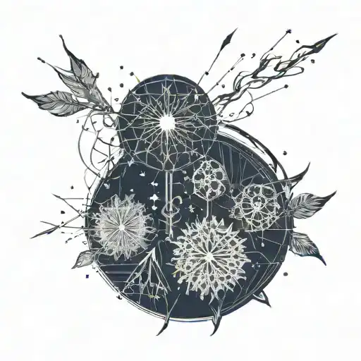 A Black Background With A Lightning Bolt And A Dandelion