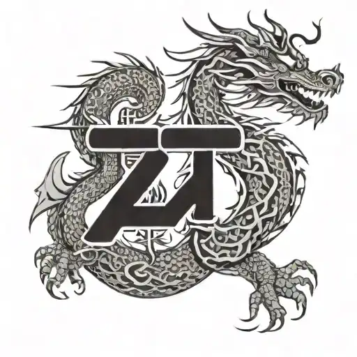 Dragon With Chinese Letters Meaning Family