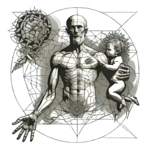 Vitruvian Man Holding A Baby