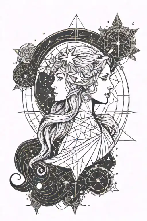 Make A Tattoo Of Virgo Zodiac Sign With Vorgo Star Constellation At The Background