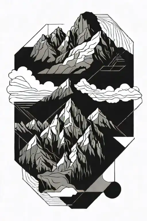 Geometric Mountain Landscape