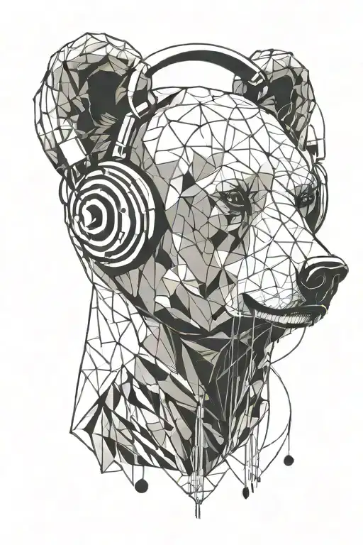 Bear With Headphones Listening To Music