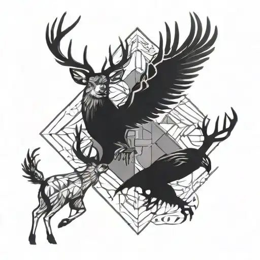 Deer And Eagle Fighting