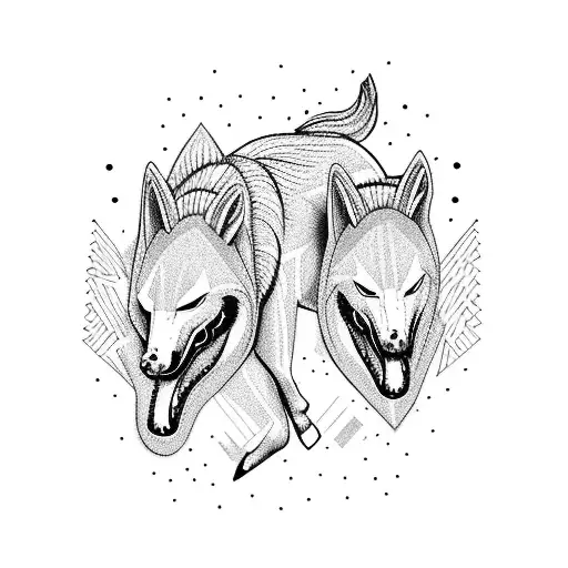 Horse Eating A Wolf Eating A Salmon