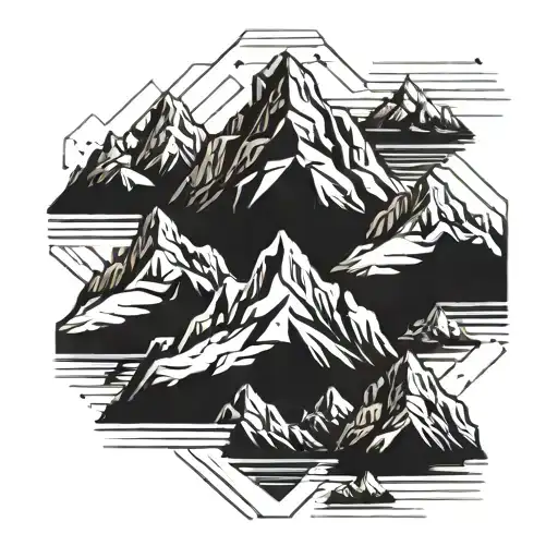 Mountain Peaks Edgy Tattoo Design