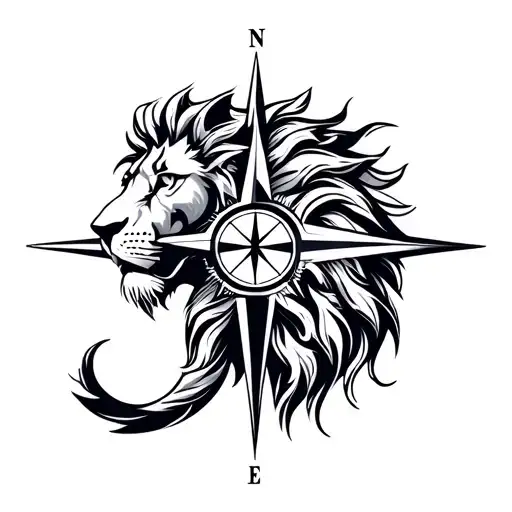 Lion And Compass Rose Left And Right