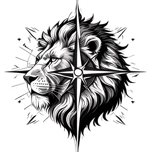 Lion And Compass Rose Together