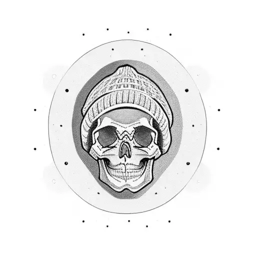 Skull Wearing Beanie Using Camera