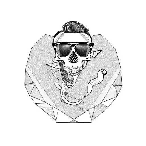 Hipster Skull Wearing Sunglasses Using Camera