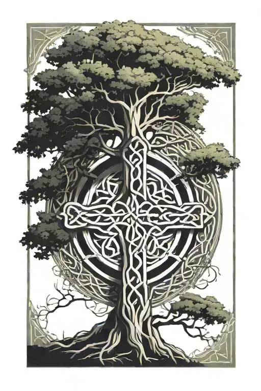 Celtic Cross Tree Of Life Intertwined