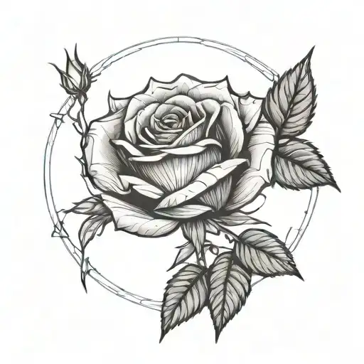 Rose With Stem And With Large Thorns