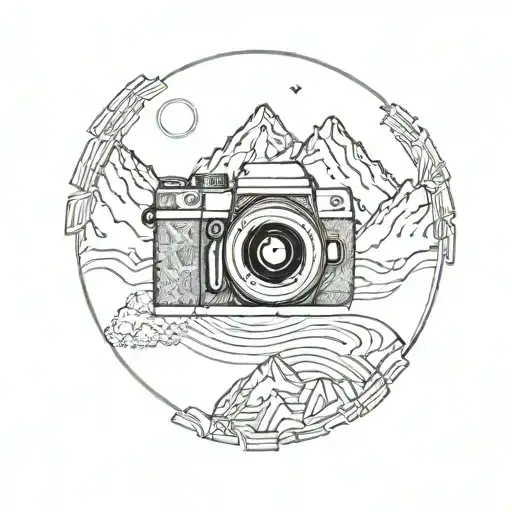Camera Lens Surrounded My Mountain Range Shaped Like