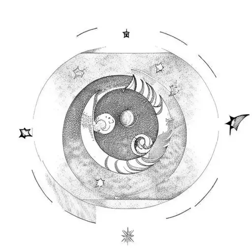 Waning Crescent Phase Moon And Aquarius