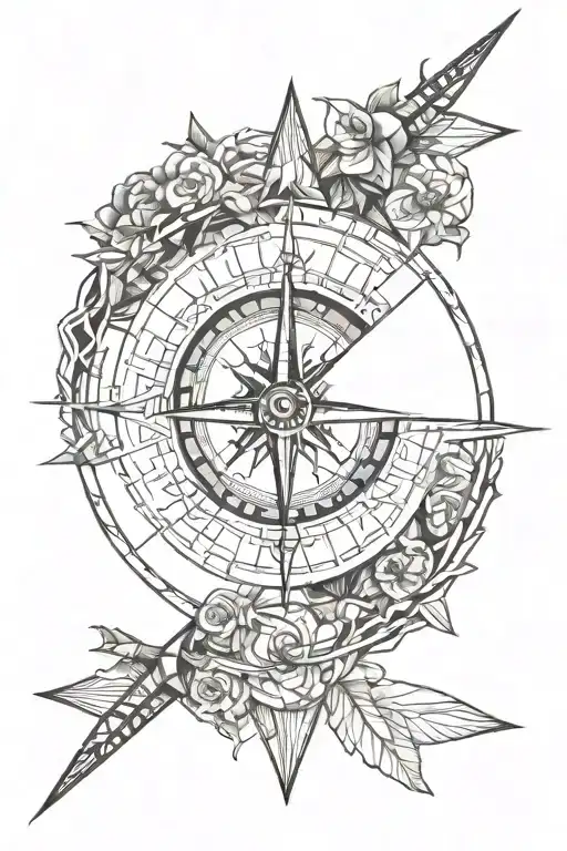 Create A Tattoo Showcasing The Concept Of 'Saudade' Using A Compass And North Direction
