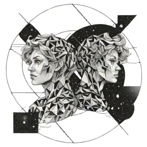 Two Majestic Gemini Twins Surrounded By A Cosmic Nebula