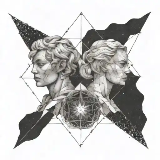 Two Majestic Gemini Twins Surrounded By A Cosmic Nebula