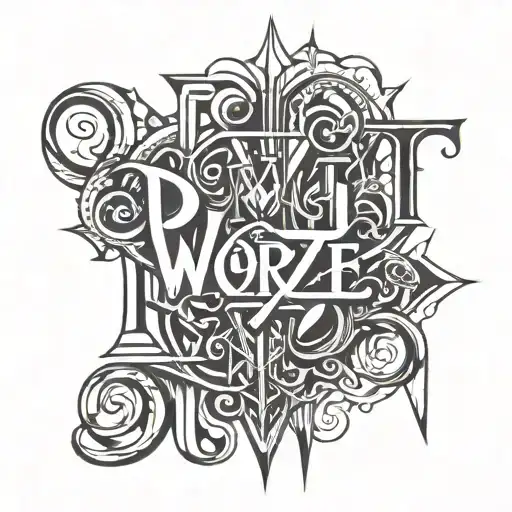 The Word Prize Written Vertically In Script Font