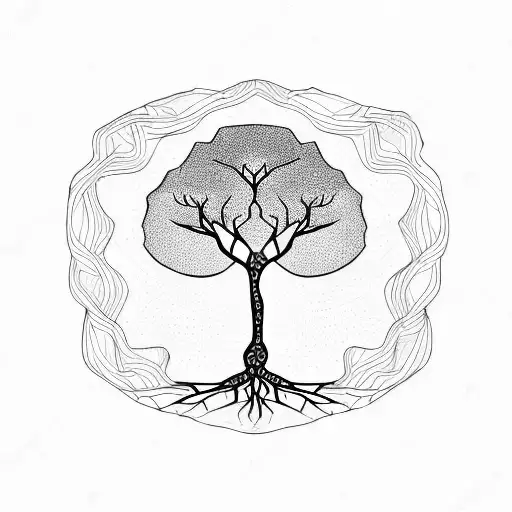 Tree With Tree Roots In Shape Of Africa