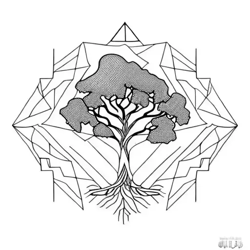 Tree With Tree Roots In Shape Of Africa