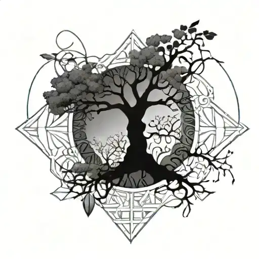 Uroboros And Tree Of Life Tattoo Design