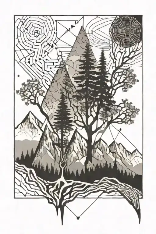 Love Soulmate Mountains Tree Heartbeat Line