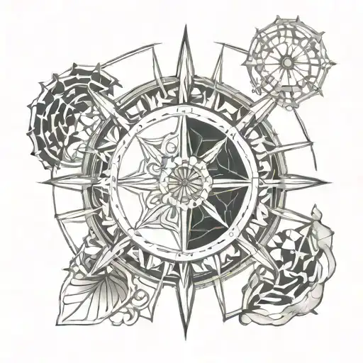 Dharma Wheel With Ocean Backgotund
