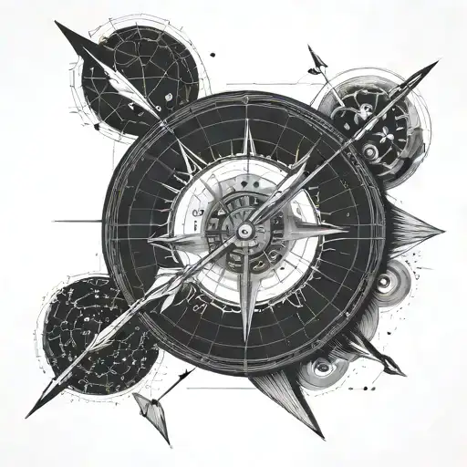 Archer Shooting An Arrow At The Moon Phases