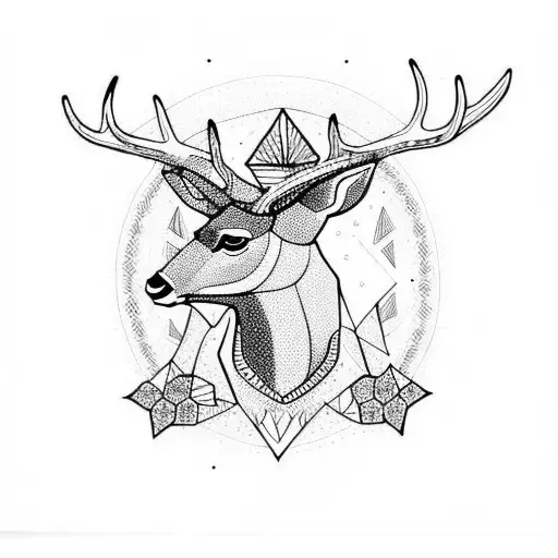 Deer Spiritual Manly With Geometric And Dotted Background