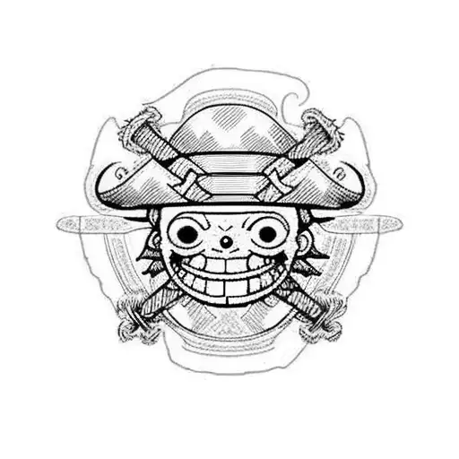 One Piece Straw Hat Pirate Logi With Abstract Design Going Vertical