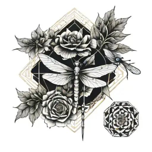 Flowers And A Small Dragon Fly