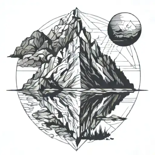 Mountain Reflection On Water Mathetical Universe Instead