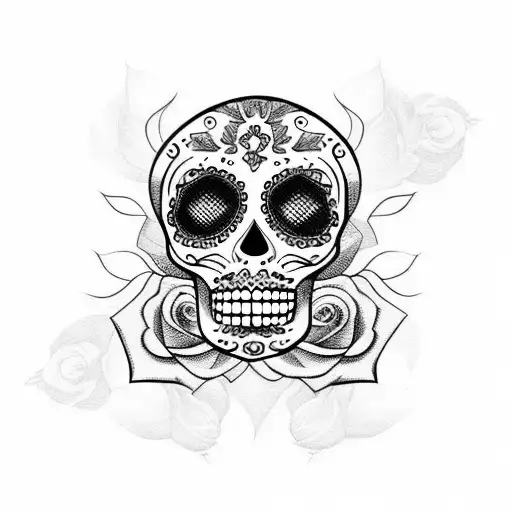 Sugar Skull With Roses Sleeve