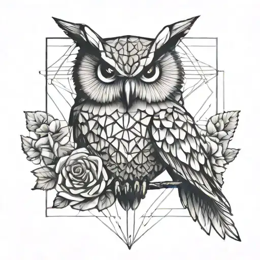 An Owl That Has In His Feet Grab A Rose