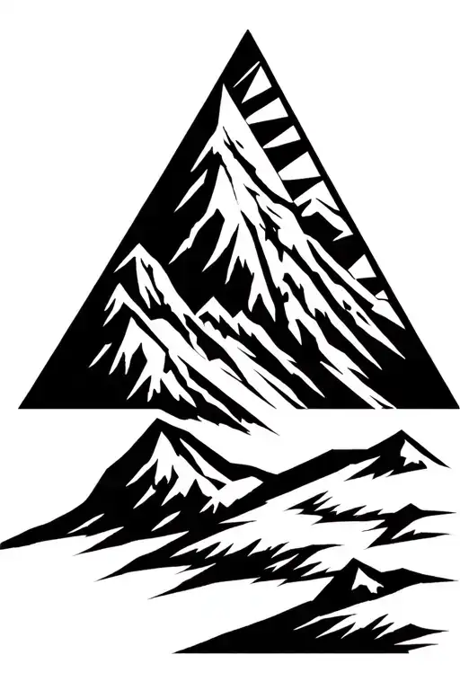 Mountain And Triangle Outline Intertwined