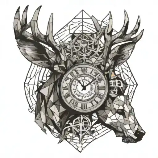 Broken Clock And A Deer Head