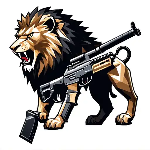 Angry Lion And Ak47