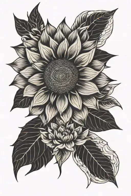Sunflower With Sakura Flowers