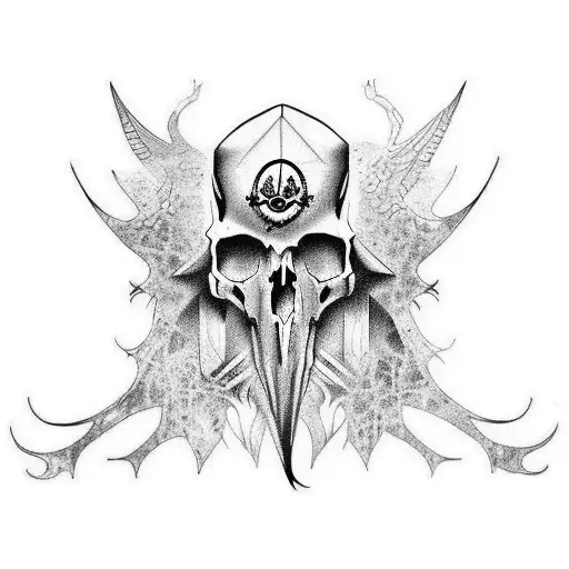 Raven And Monster Skull